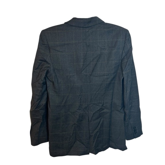 Ann Taylor Dark Gray Plaid Three Button Wool Academia Blazer - Picture 1 of 2